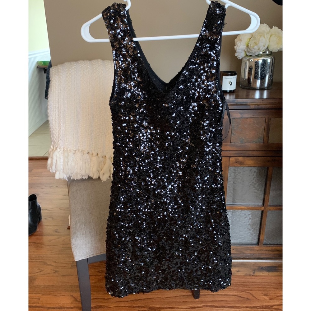 Black Sequin Mini Dress